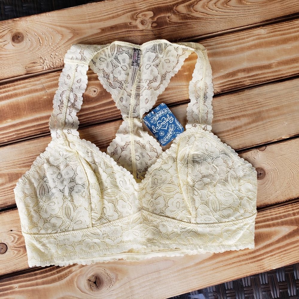 Free People Yellow Galloon Lace Racerback Bralette